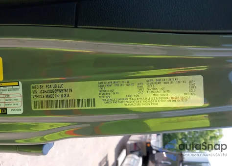 2023 Jeep Wrangler 4-Door Freedom 4X4 z USA, uszkodzony, nr VIN 1C4HJXDG6PW576179